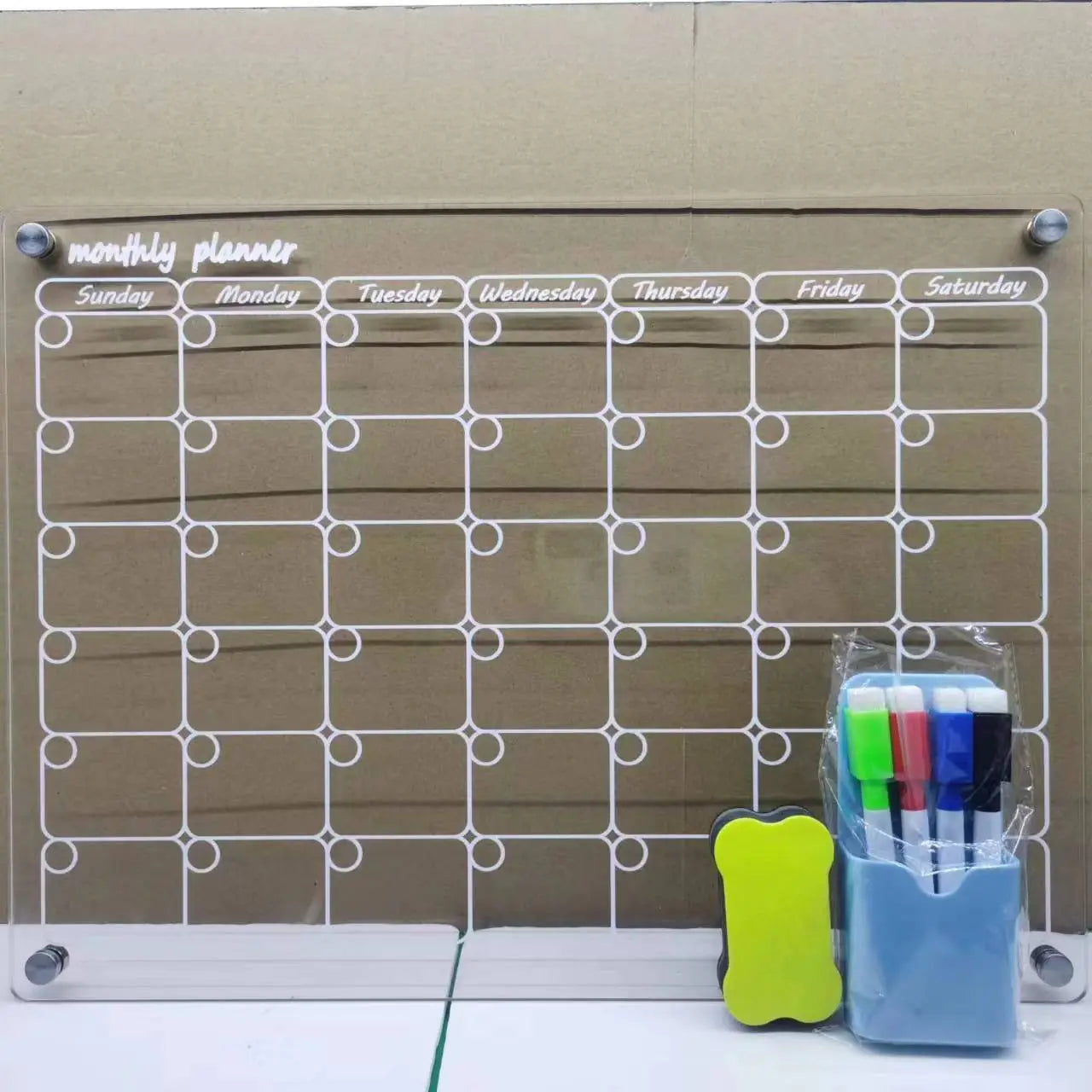 AcryClear™ Magnetic Fridge Calendar – Transparent Dry-Erase Organizer