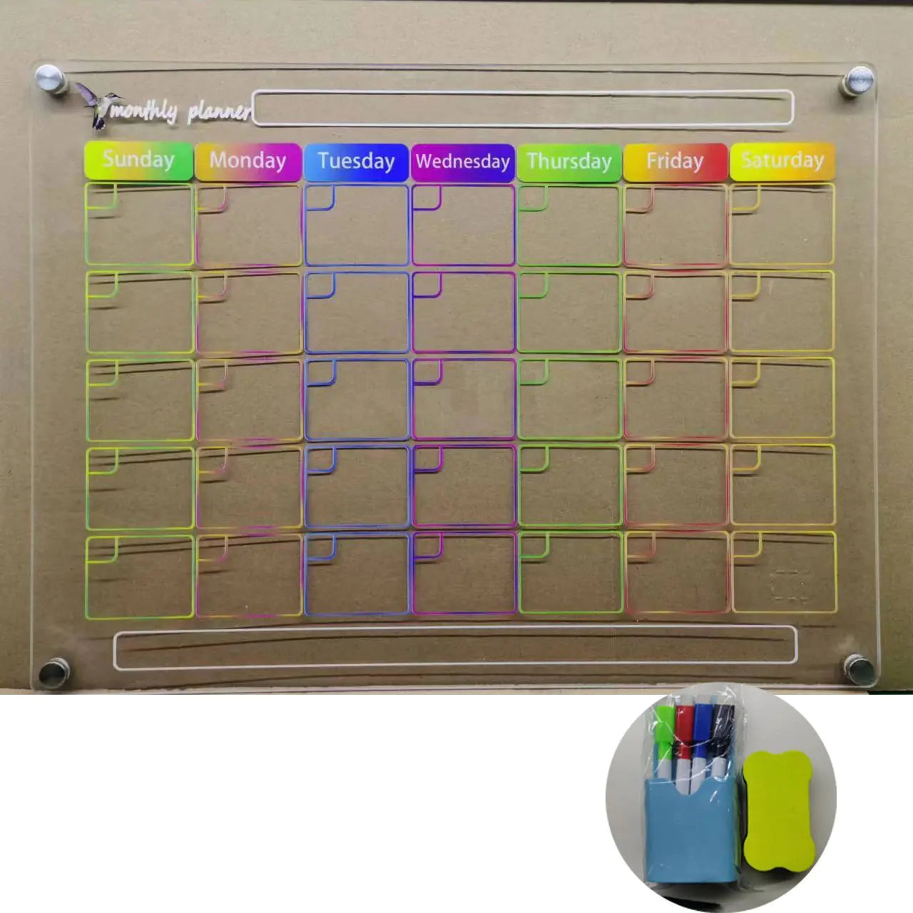 AcryClear™ Magnetic Fridge Calendar – Transparent Dry-Erase Organizer