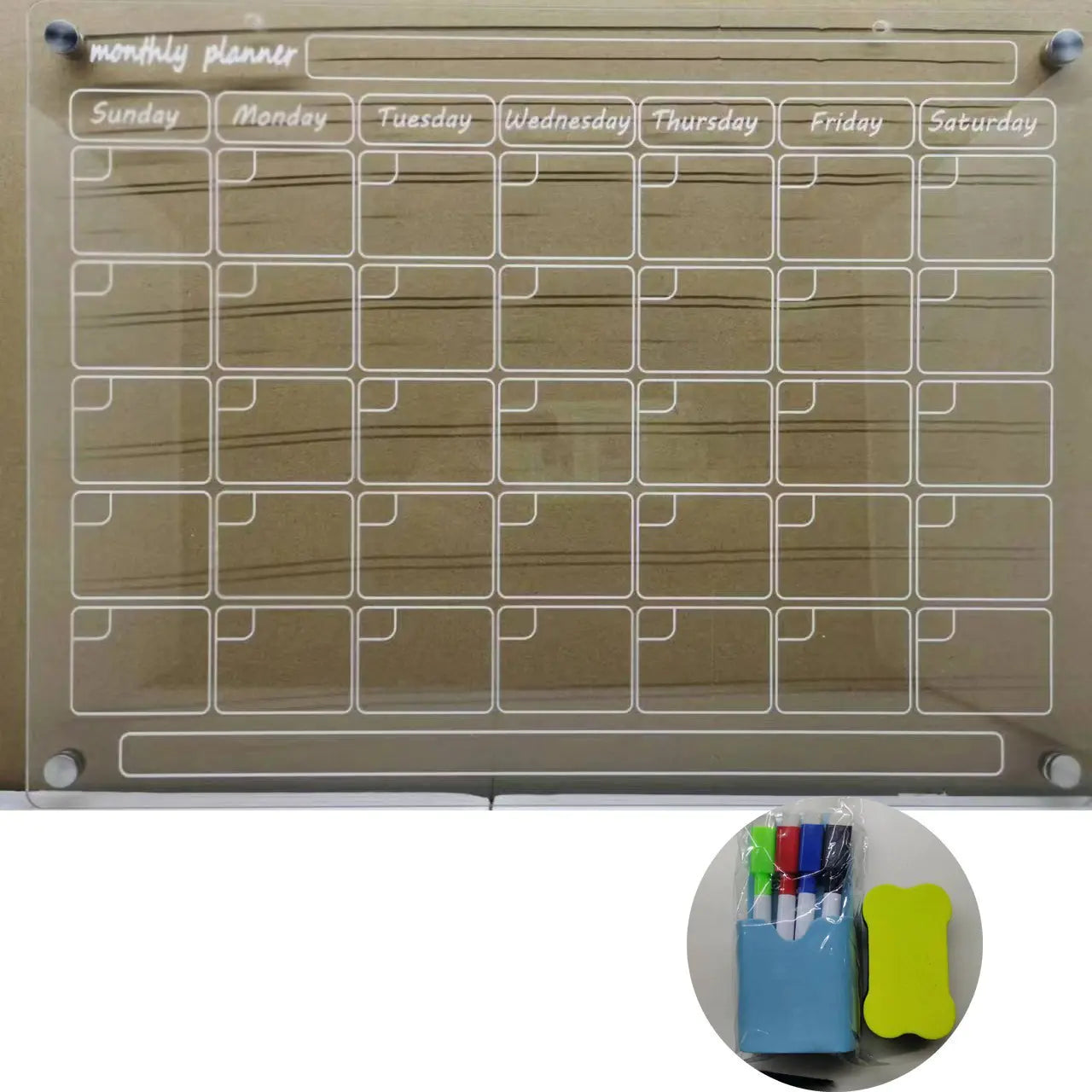 AcryClear™ Magnetic Fridge Calendar – Transparent Dry-Erase Organizer