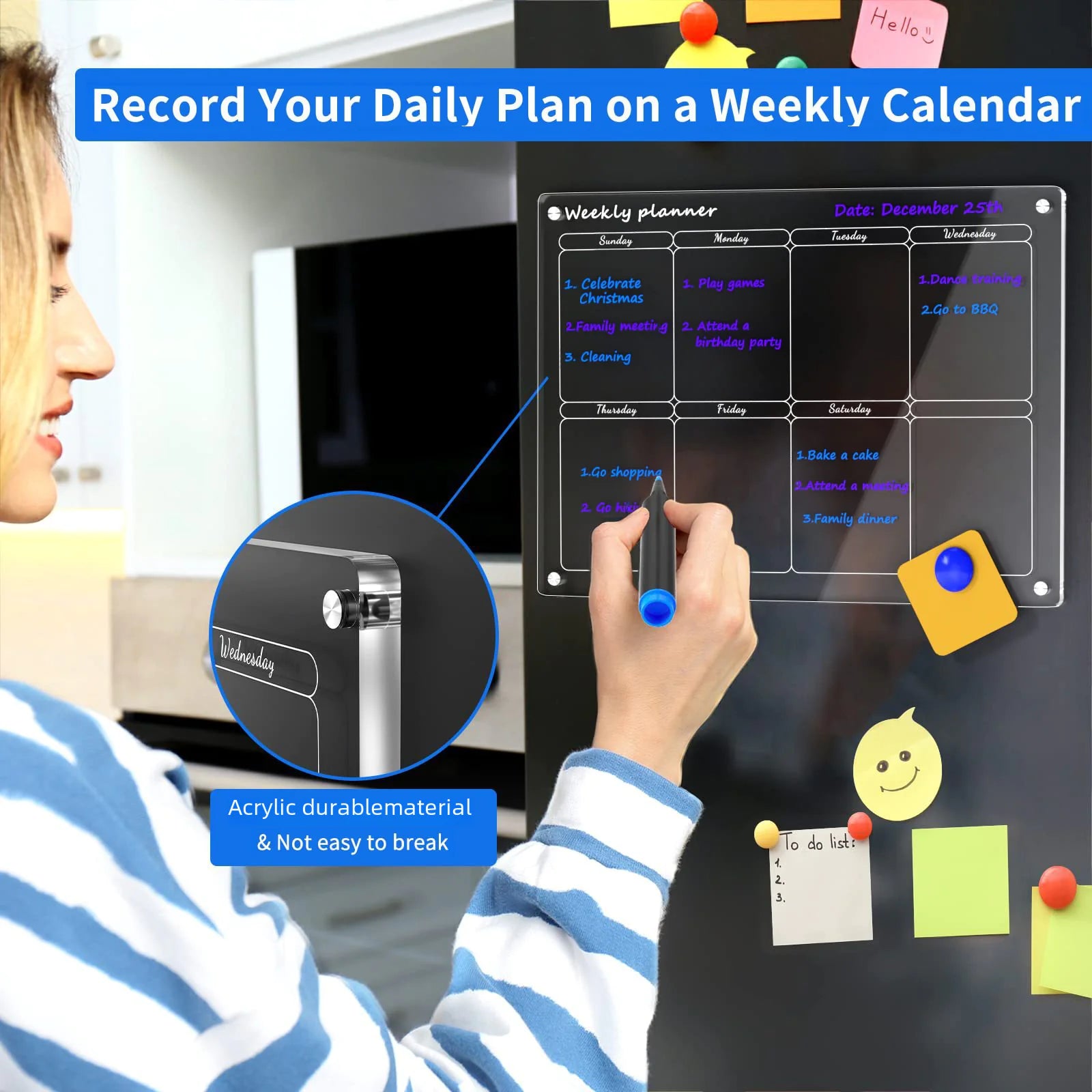 AcryClear™ Magnetic Fridge Calendar – Transparent Dry-Erase Organizer