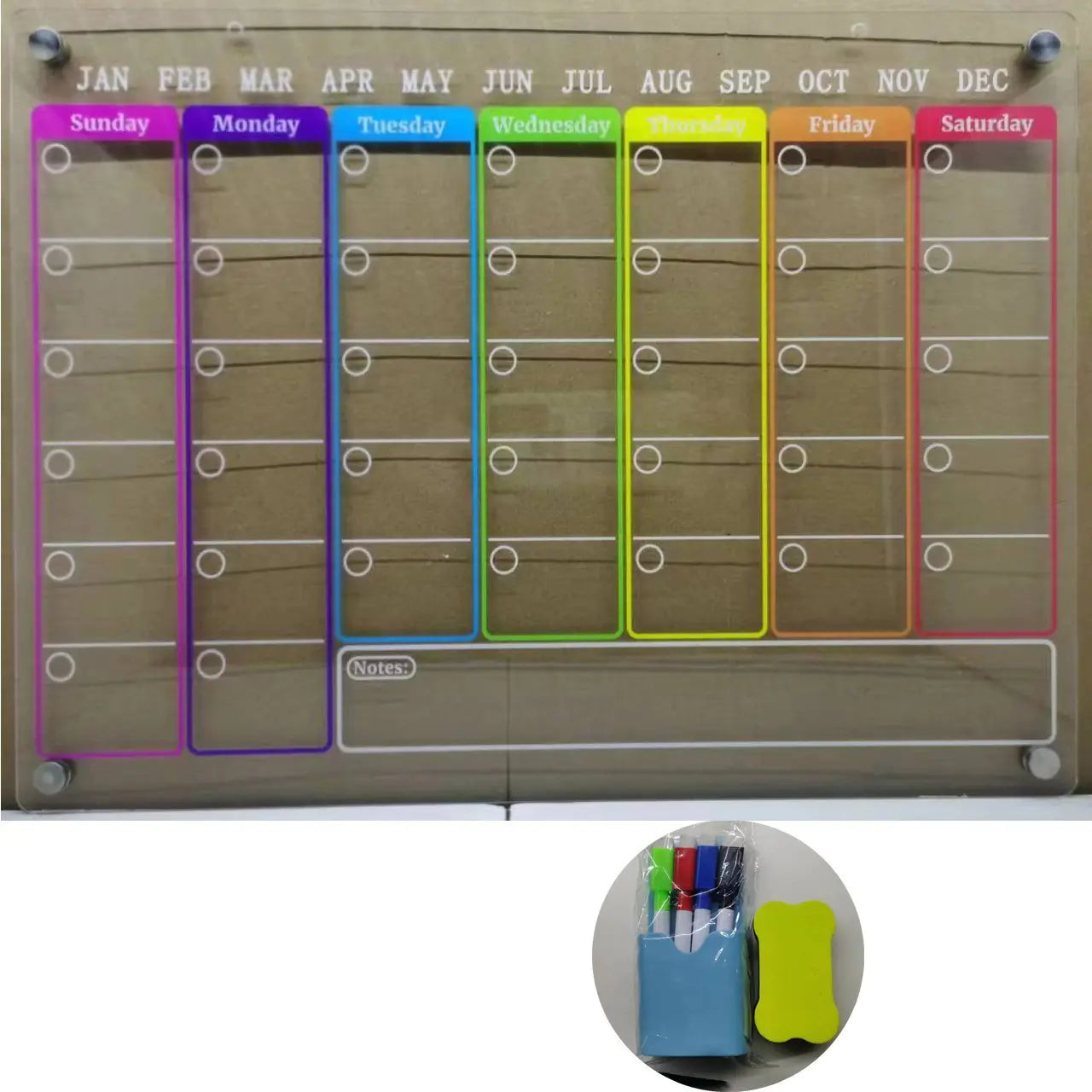 AcryClear™ Magnetic Fridge Calendar – Transparent Dry-Erase Organizer