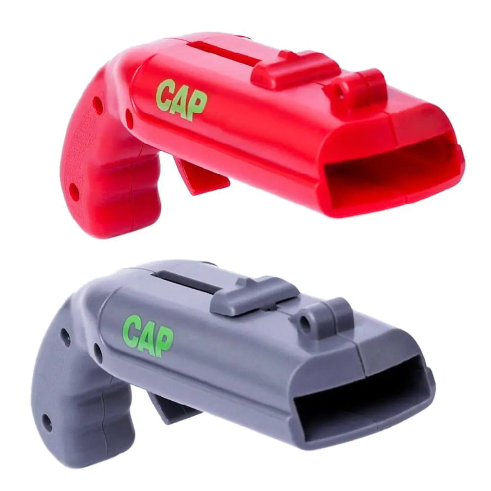 Red and grey CapGun bottle openers displayed together on white background.