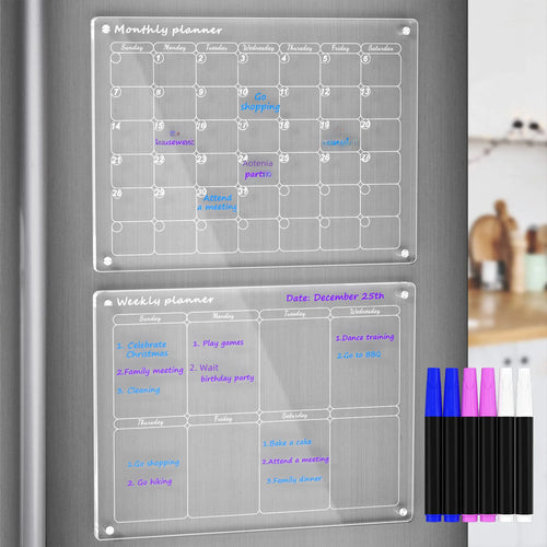 AcryClear™ Magnetic Fridge Calendar – Transparent Dry-Erase Organizer