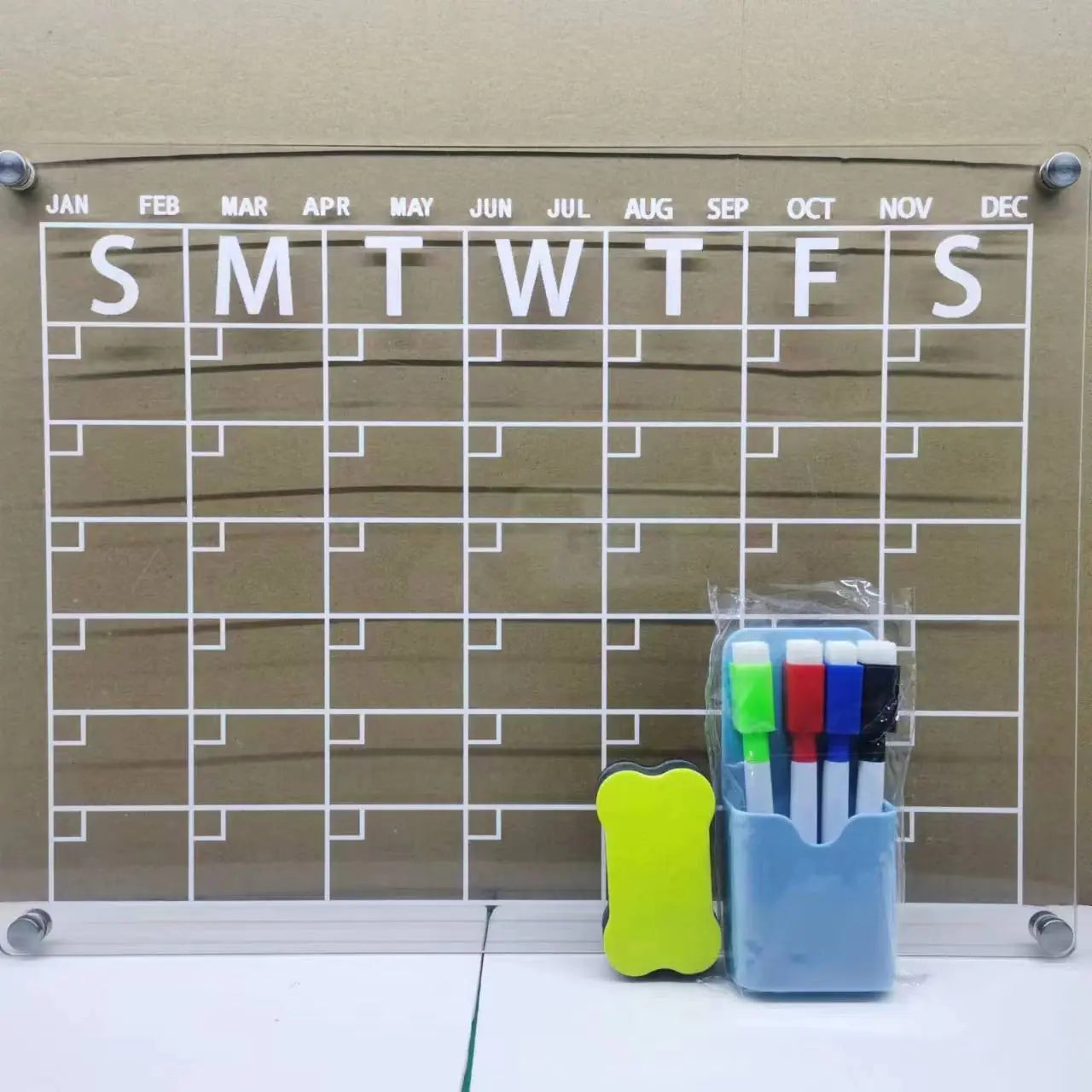 AcryClear™ Magnetic Fridge Calendar – Transparent Dry-Erase Organizer