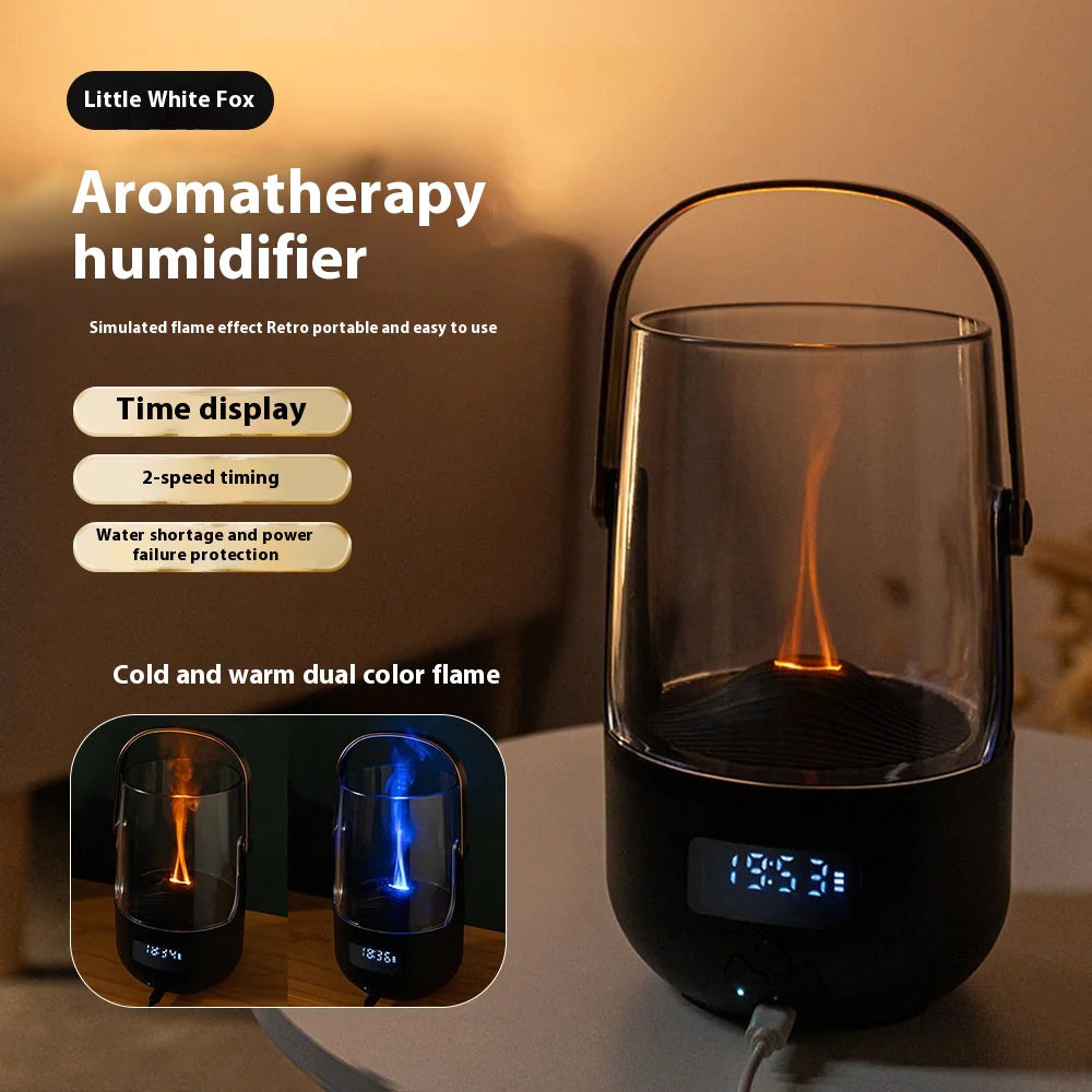 Portable aroma diffuser marketing display showing multiple units with text overlay for humidifier and aromatherapy benefits | Fixxora