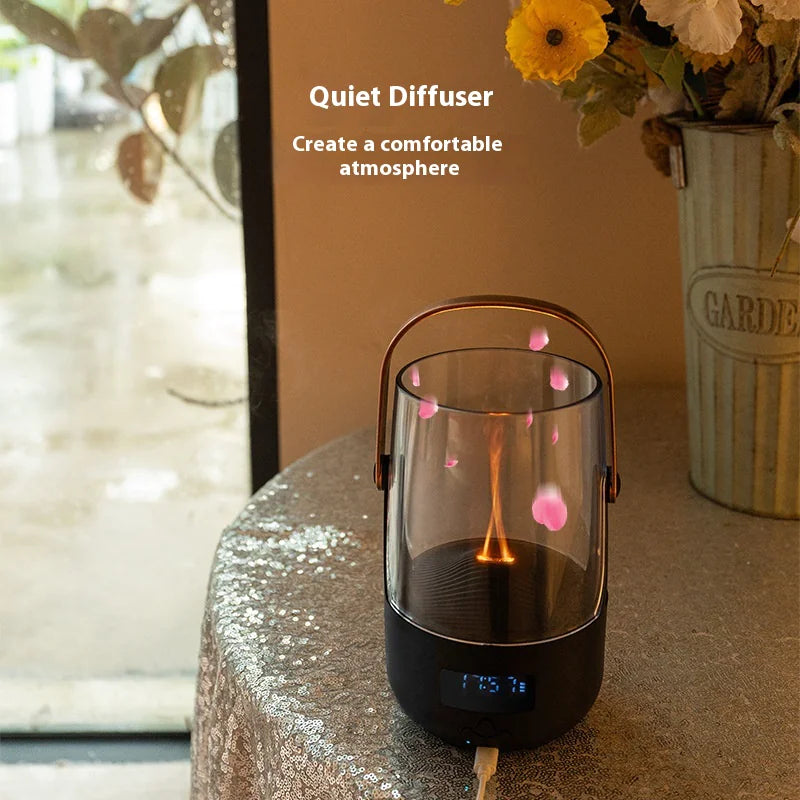 Portable aroma diffuser showing warm orange light and cool blue light side by side for dual lighting effect | Fixxora