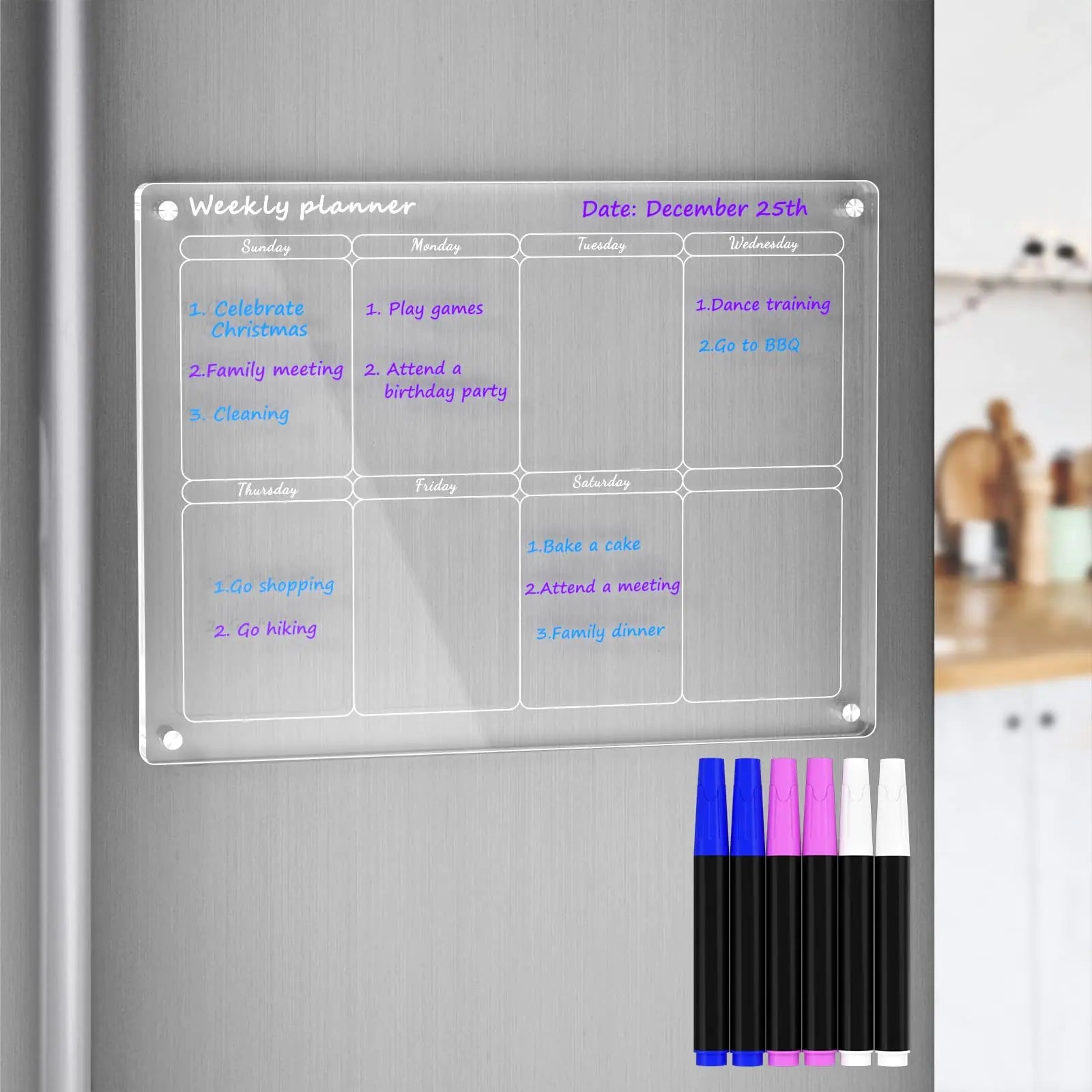 AcryClear™ Magnetic Fridge Calendar – Transparent Dry-Erase Organizer